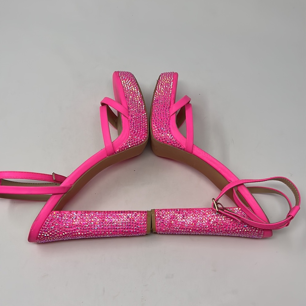 Elisabet Lang Pink Rhinestone Heel Barbie Shoes Size 8.5 Excellent Condition - Picture 7 of 11